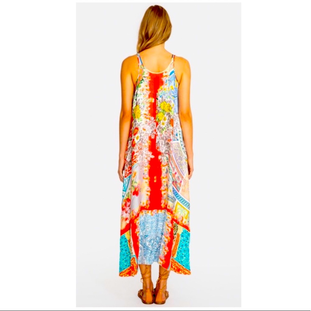 Johnny Was Bright Multicolor Floral Paisley Slip Maxi Dress - Picture 5 of 14